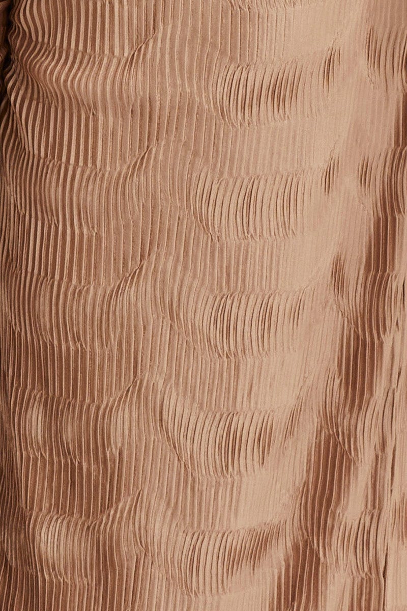 Gold Pants High Rise Plisse Elastic Waist - Image 6