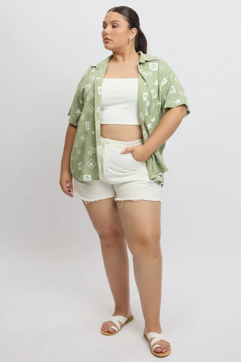 Green Abstract Relaxed Shirt Short Sleeve - Image 2
