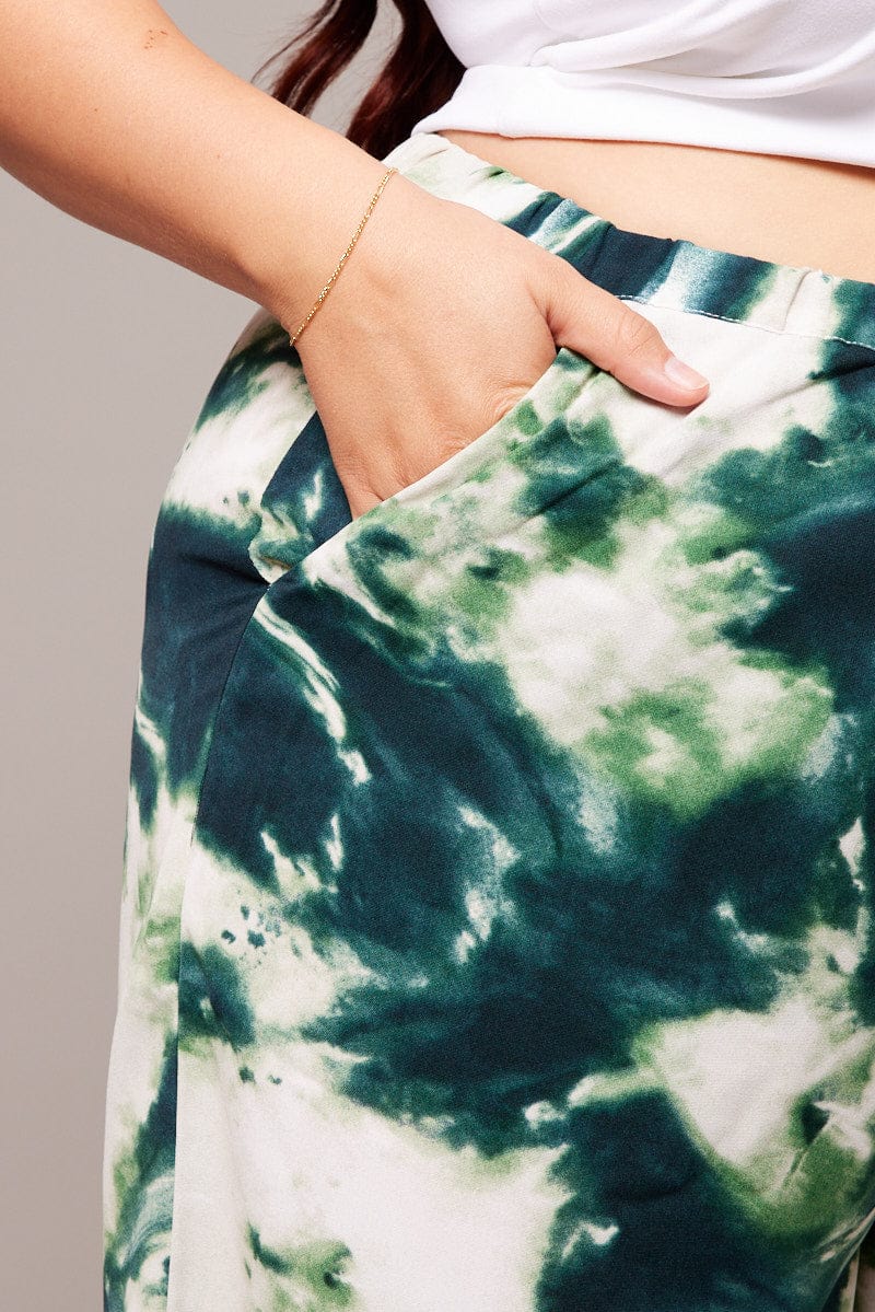 Green Abstract Wide Leg Pants High Rise - Image 6