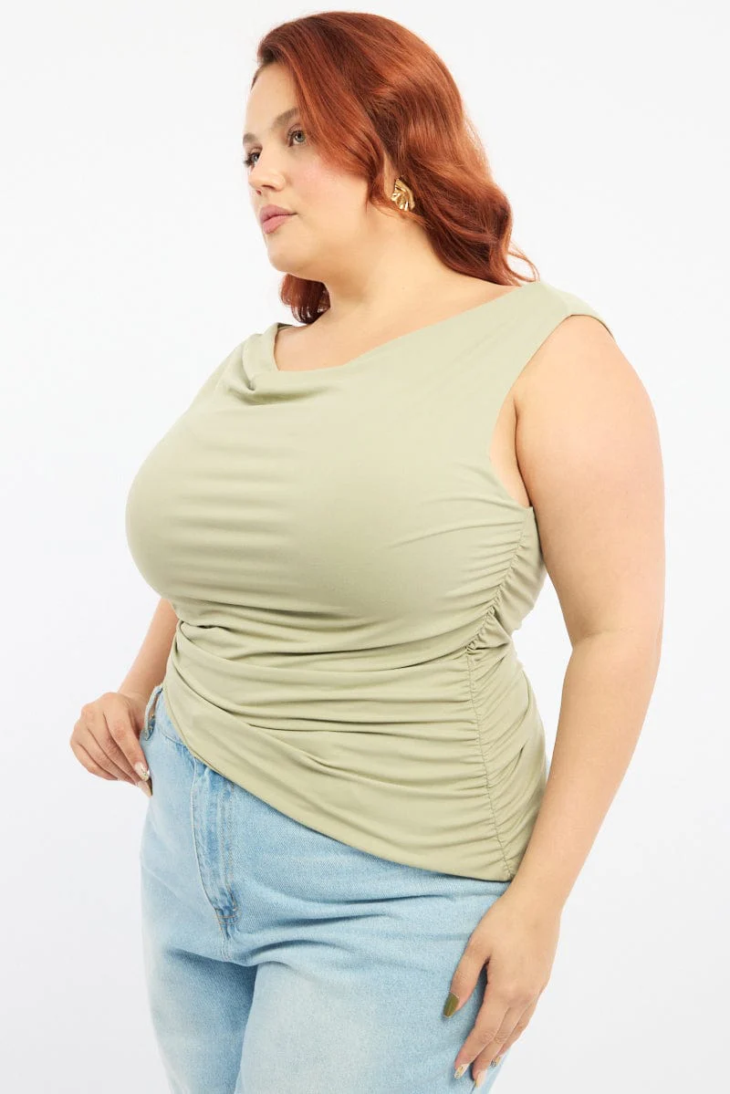 Green Asymmetrical Top Cowl Neck - Image 2