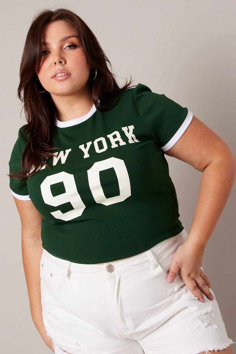 Green Baby T-shirt Crew Neck Short Sleeve Graphic