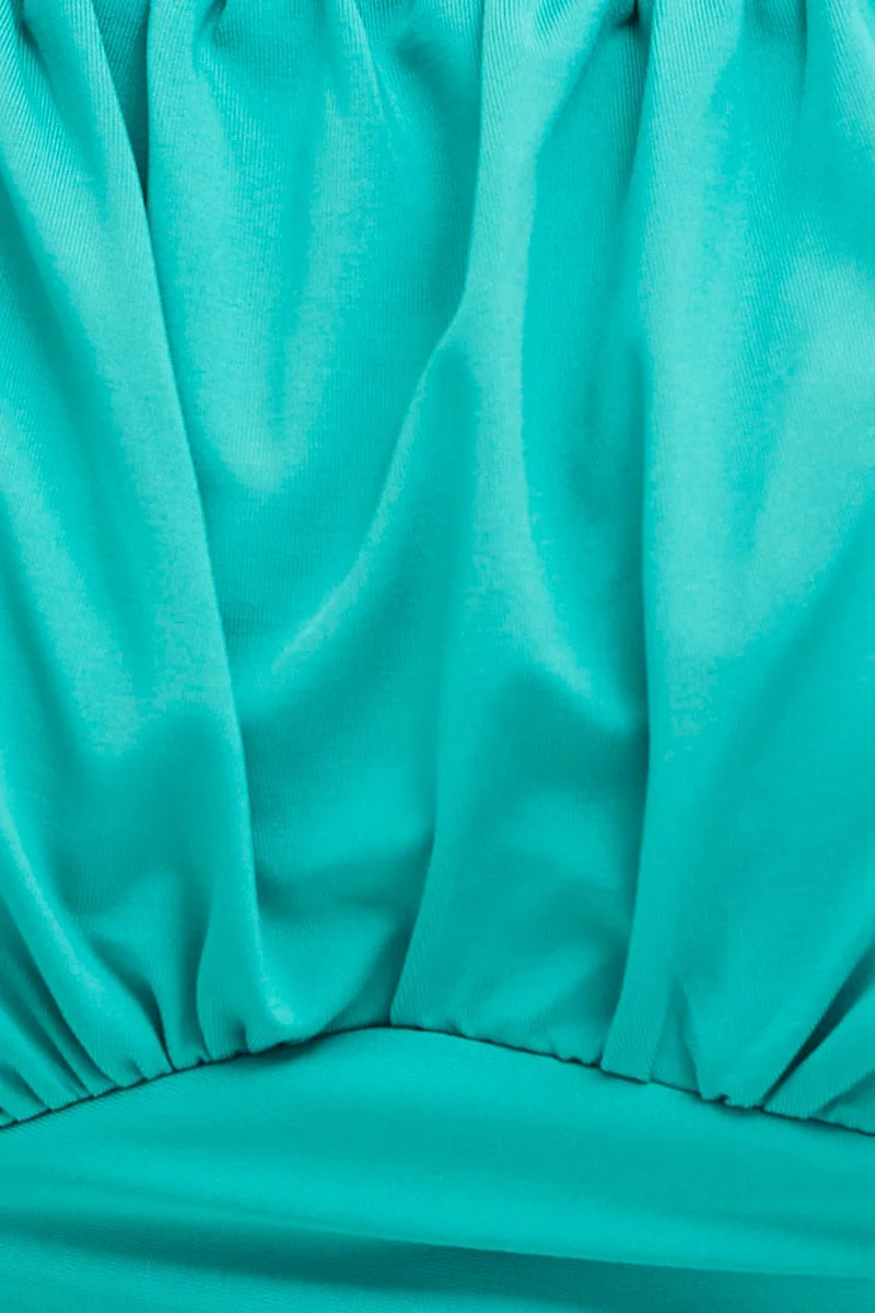 Green Back Top Gathered Bust Long Sleeve Jersey Tie - Image 6