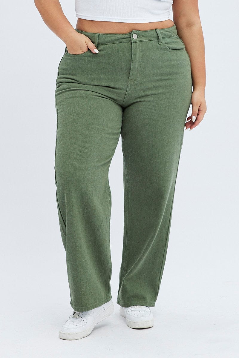 Green Baggy Denim Jeans Mid Rise - Image 2