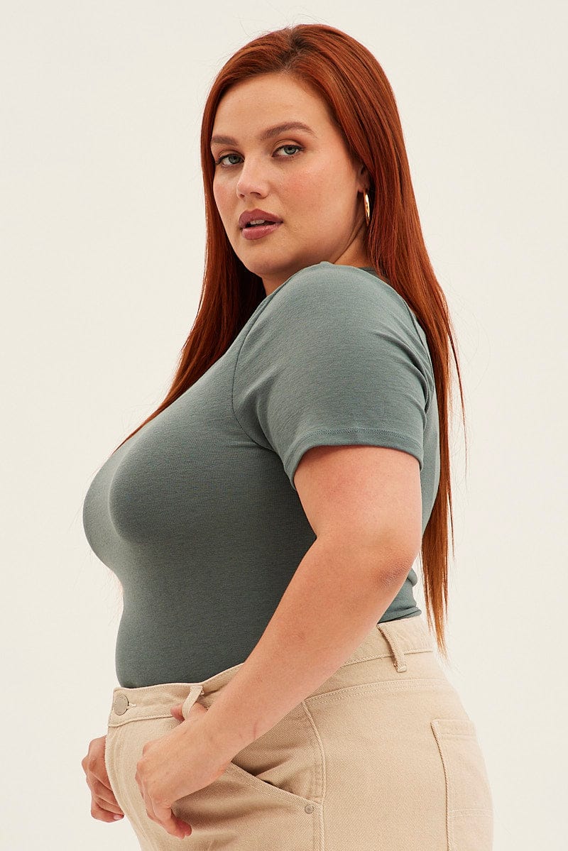 Green Bodysuit Short Sleeve Crew Neck - Image 4