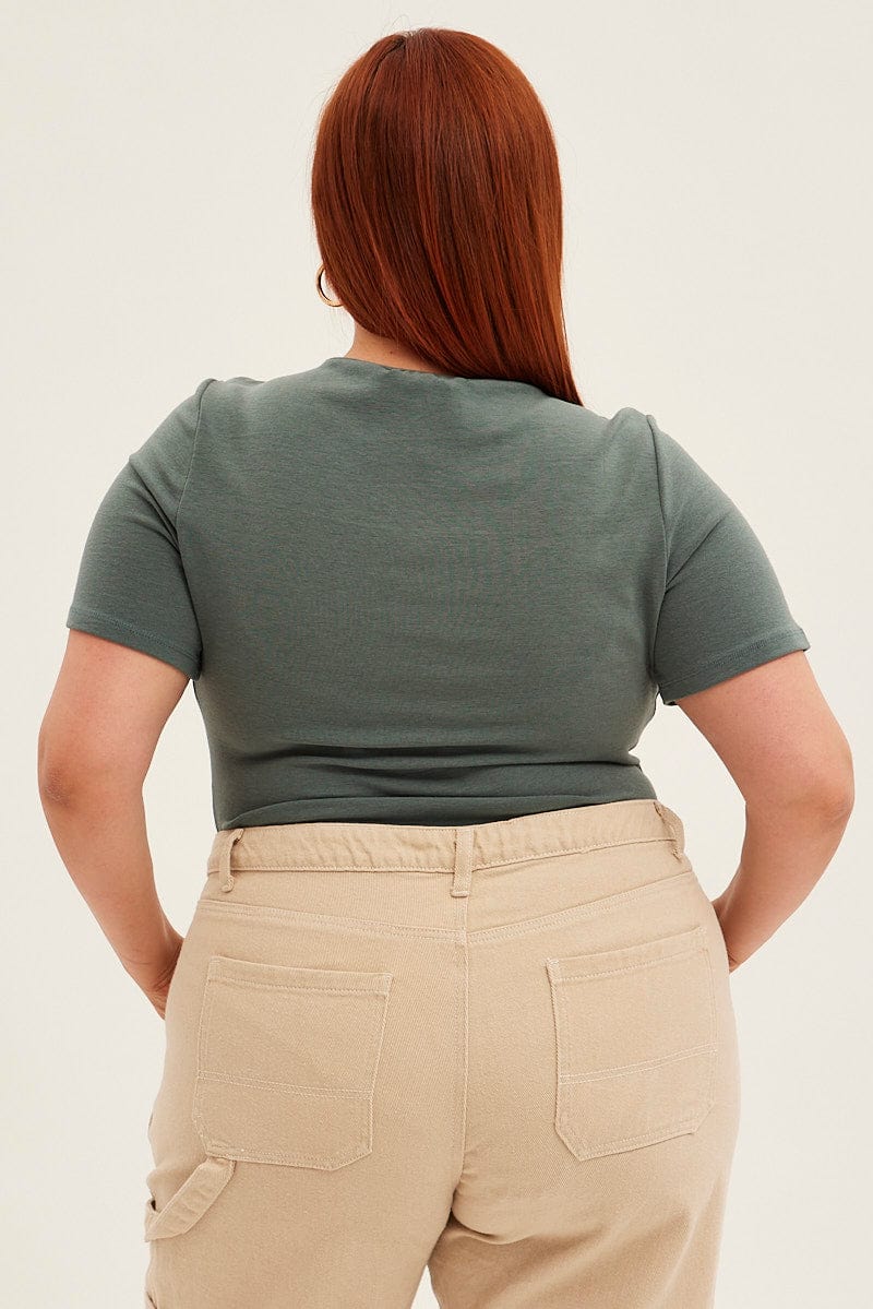Green Bodysuit Short Sleeve Crew Neck - Image 5