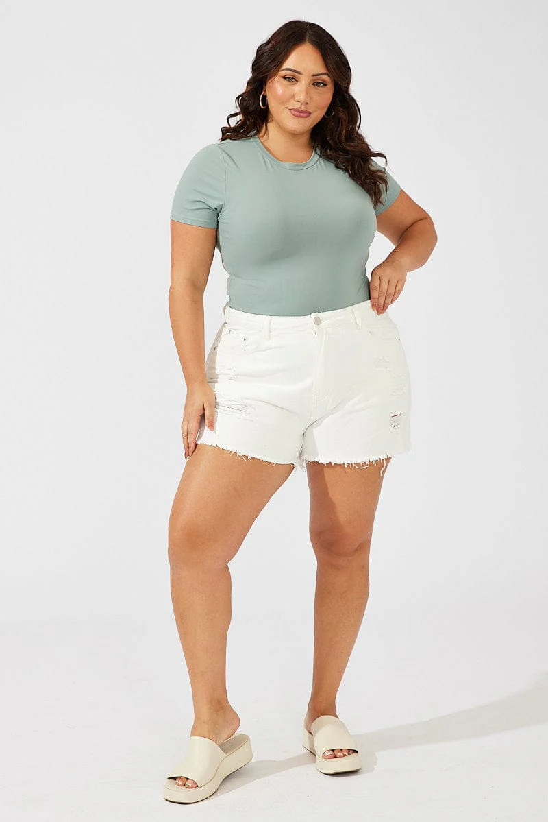 Green Bodysuit Short Sleeve Crew Neck Supersoft - Image 3