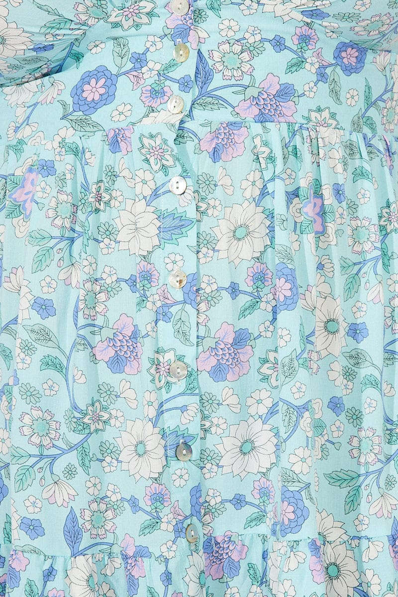 Green Boho Fit And Flare Dress Short Sleeve - Image 6