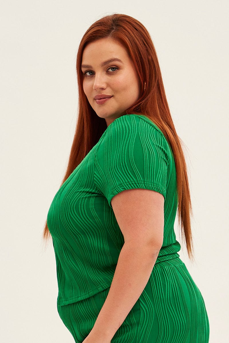 Green Button Open Top Wavy Jersey - Image 4