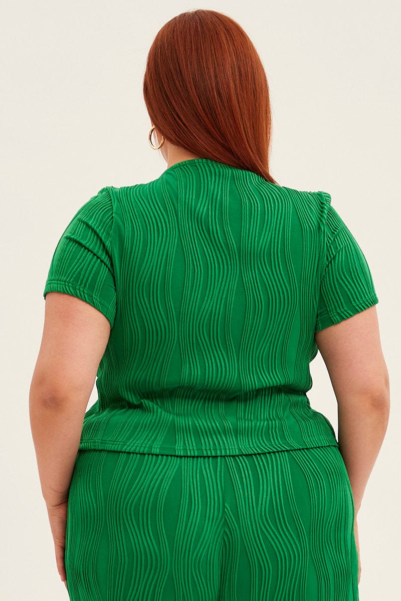 Green Button Open Top Wavy Jersey - Image 5