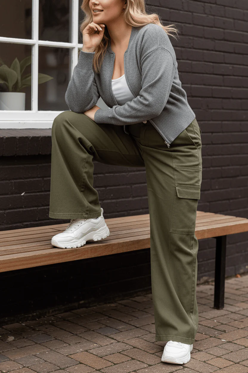 Green Cargo Pants Elastic Waist - Image 2