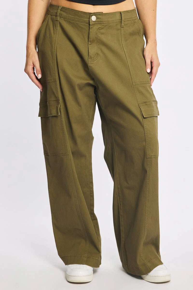 Green Cargo Pants Elastic Waist - Image 4