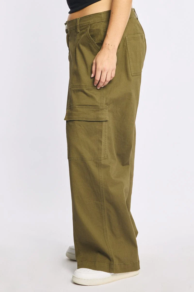 Green Cargo Pants Elastic Waist - Image 5