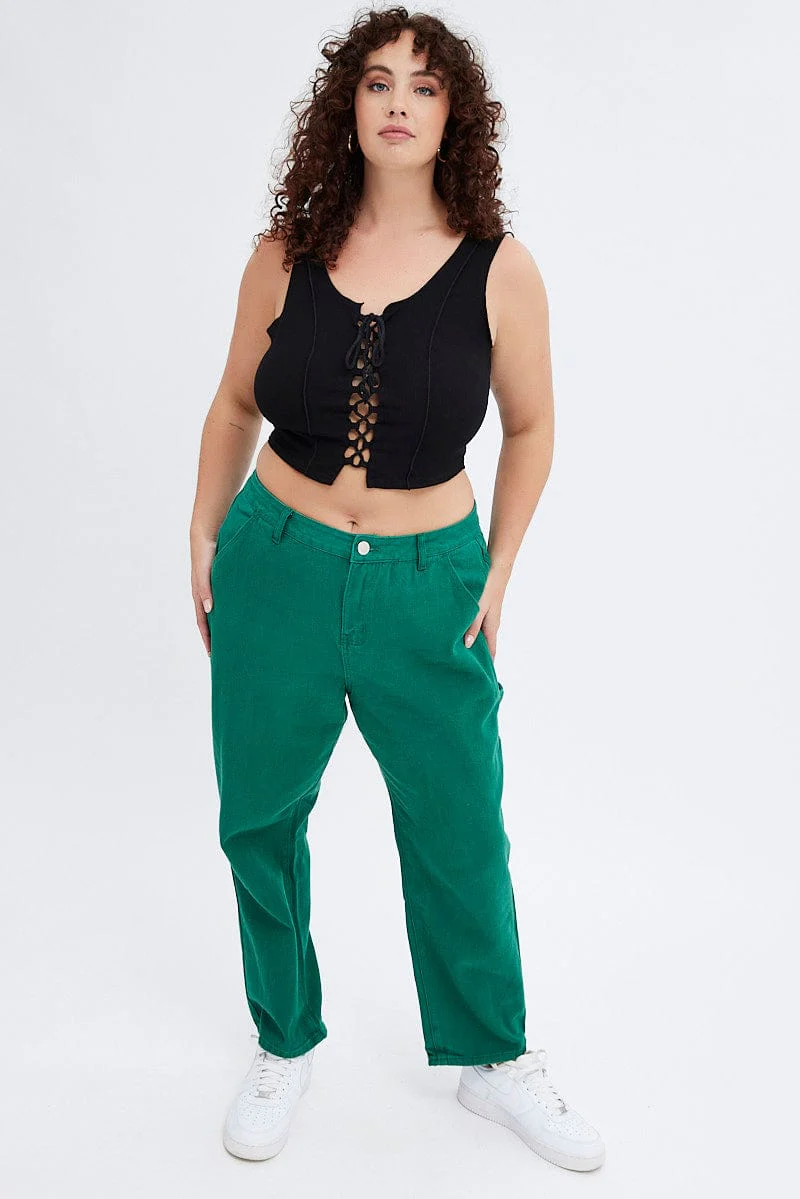 Green Carpenter Denim Jeans High Rise - Image 3