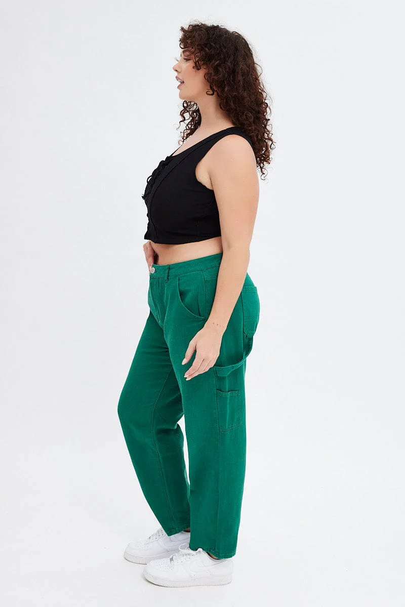 Green Carpenter Denim Jeans High Rise - Image 4