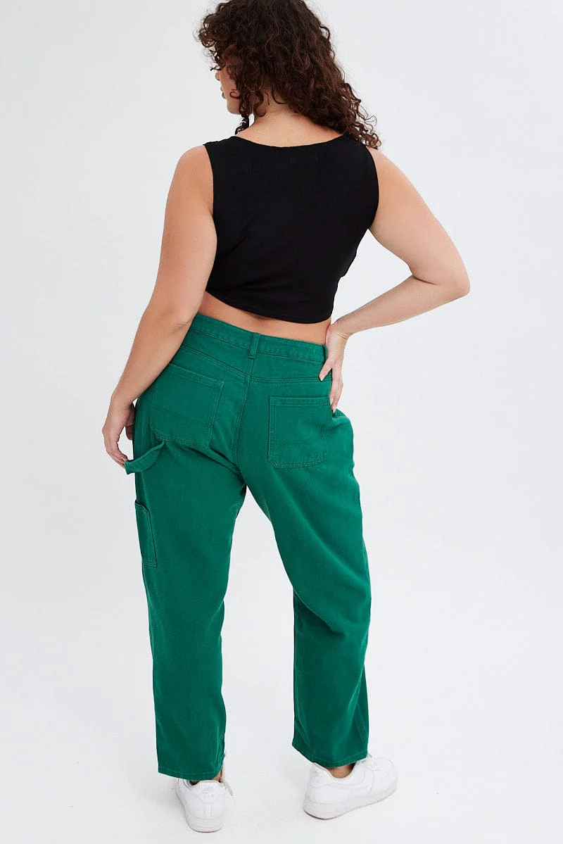 Green Carpenter Denim Jeans High Rise - Image 5