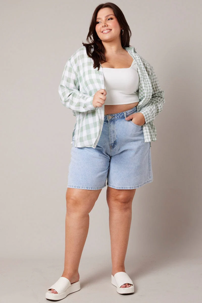 Green Check Relaxed Shirt Long Sleeve - Image 2