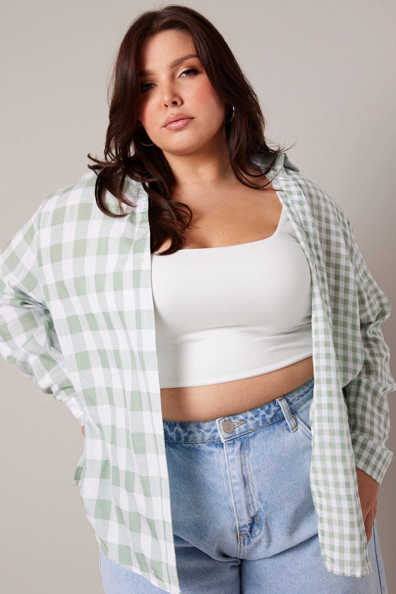Green Check Relaxed Shirt Long Sleeve - Image 3