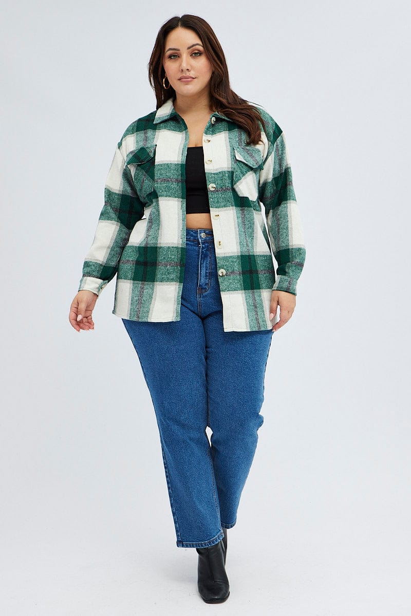 Green Check Relaxed Shirt Long Sleeve - Image 2