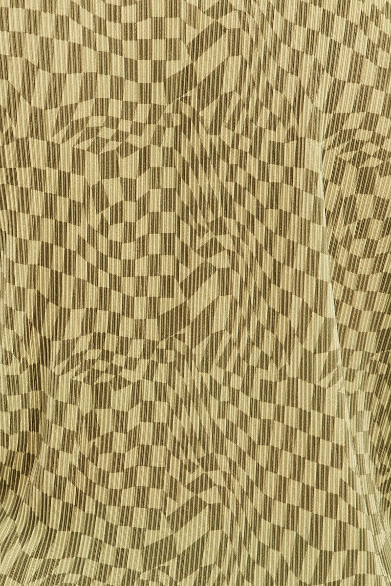 Green Check Relaxed Shirt Long Sleeve Plisse - Image 6