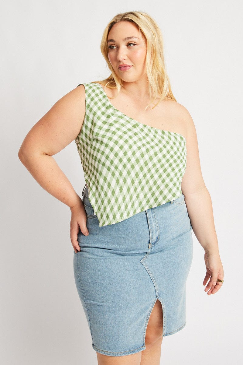 Green Check Scarf Top - Image 2