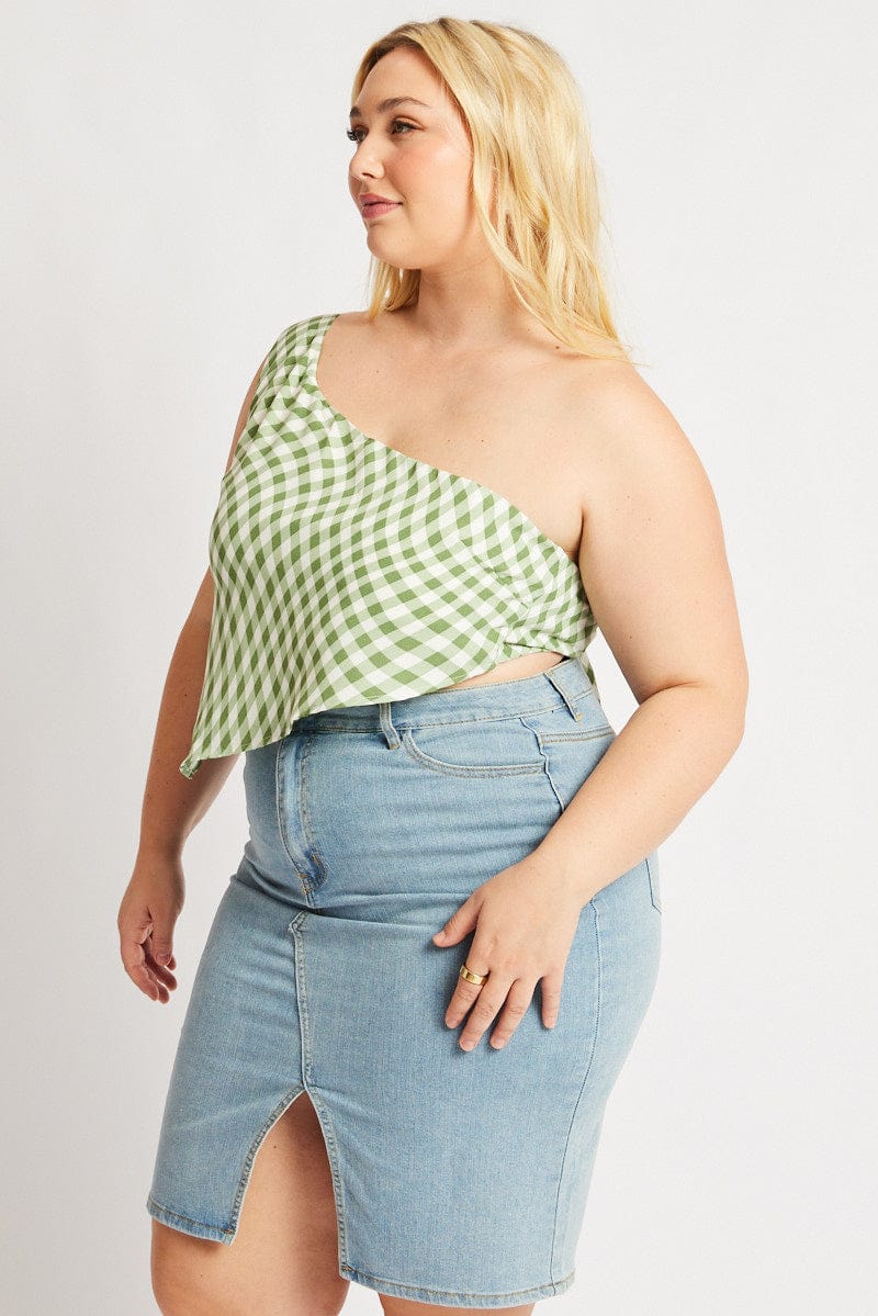 Green Check Scarf Top - Image 4