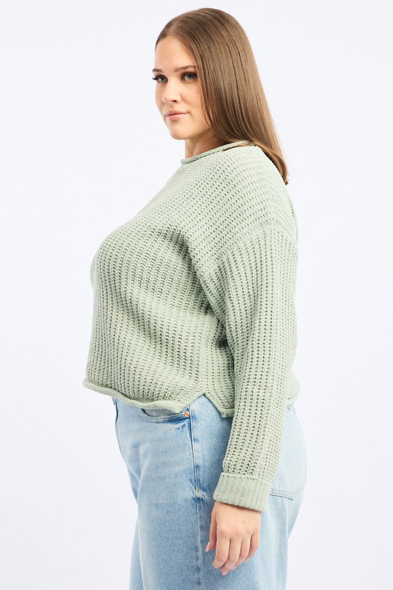Green Chenille Knit Jumper Long Sleeve - Image 2