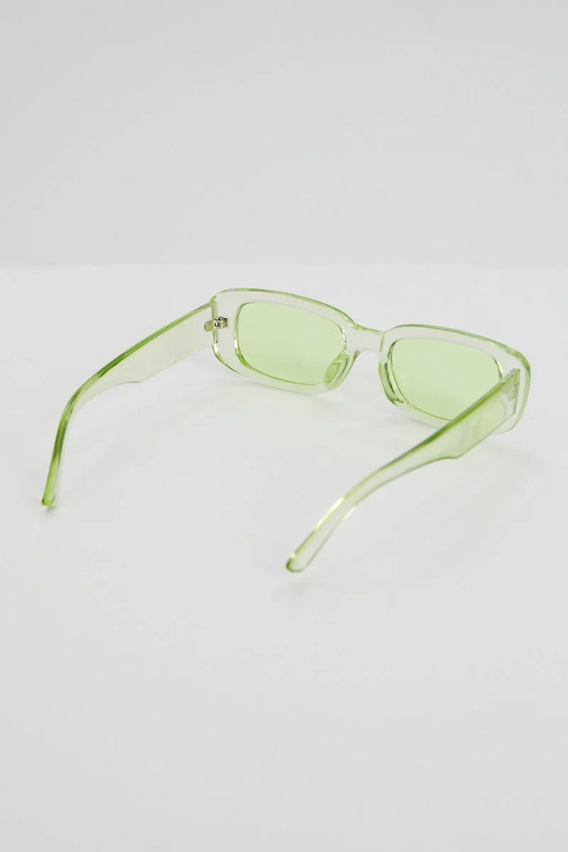 Green Clear Chunky Frame Sunglasses - Image 4