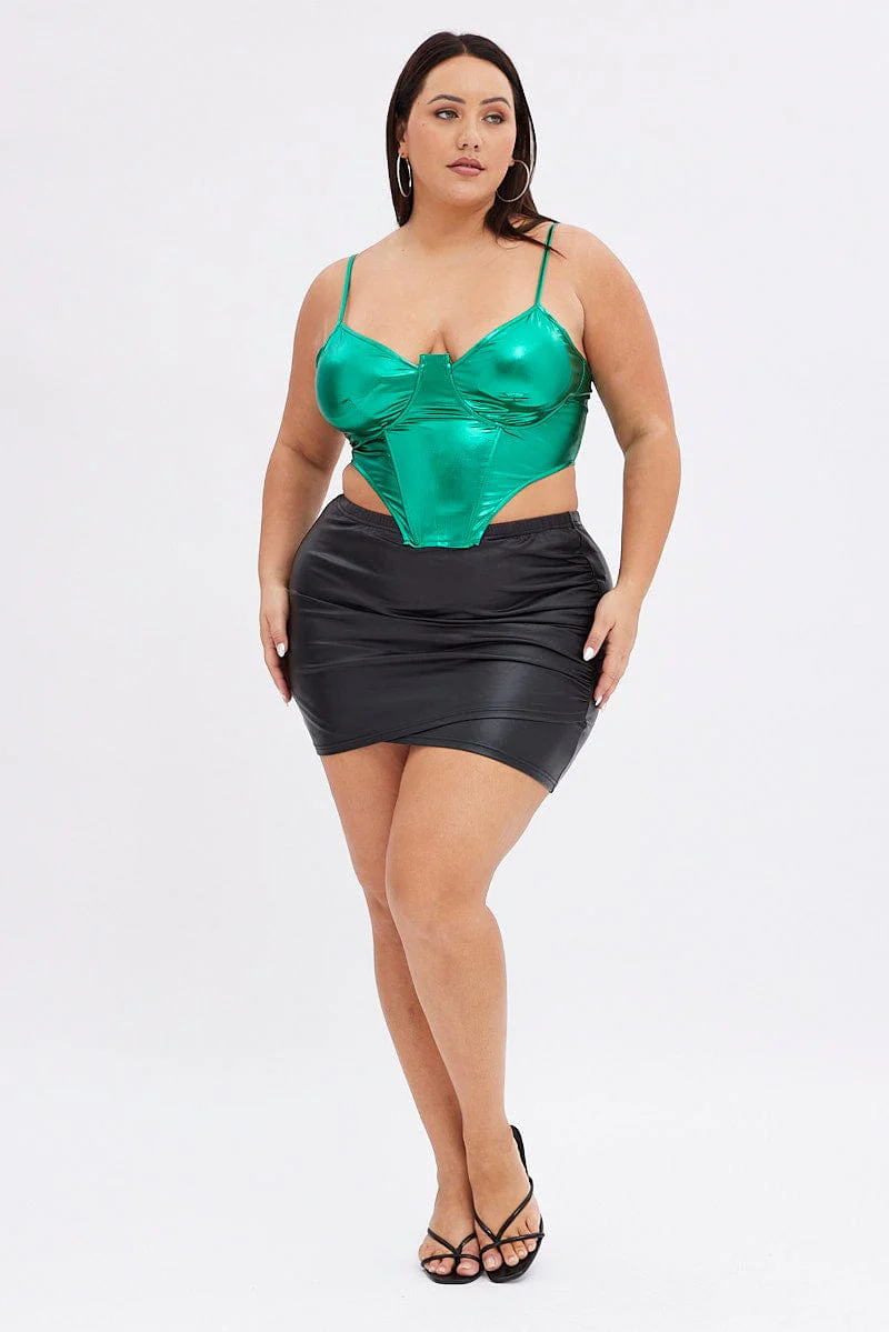 Green Corset Top Shiny Stretch - Image 2