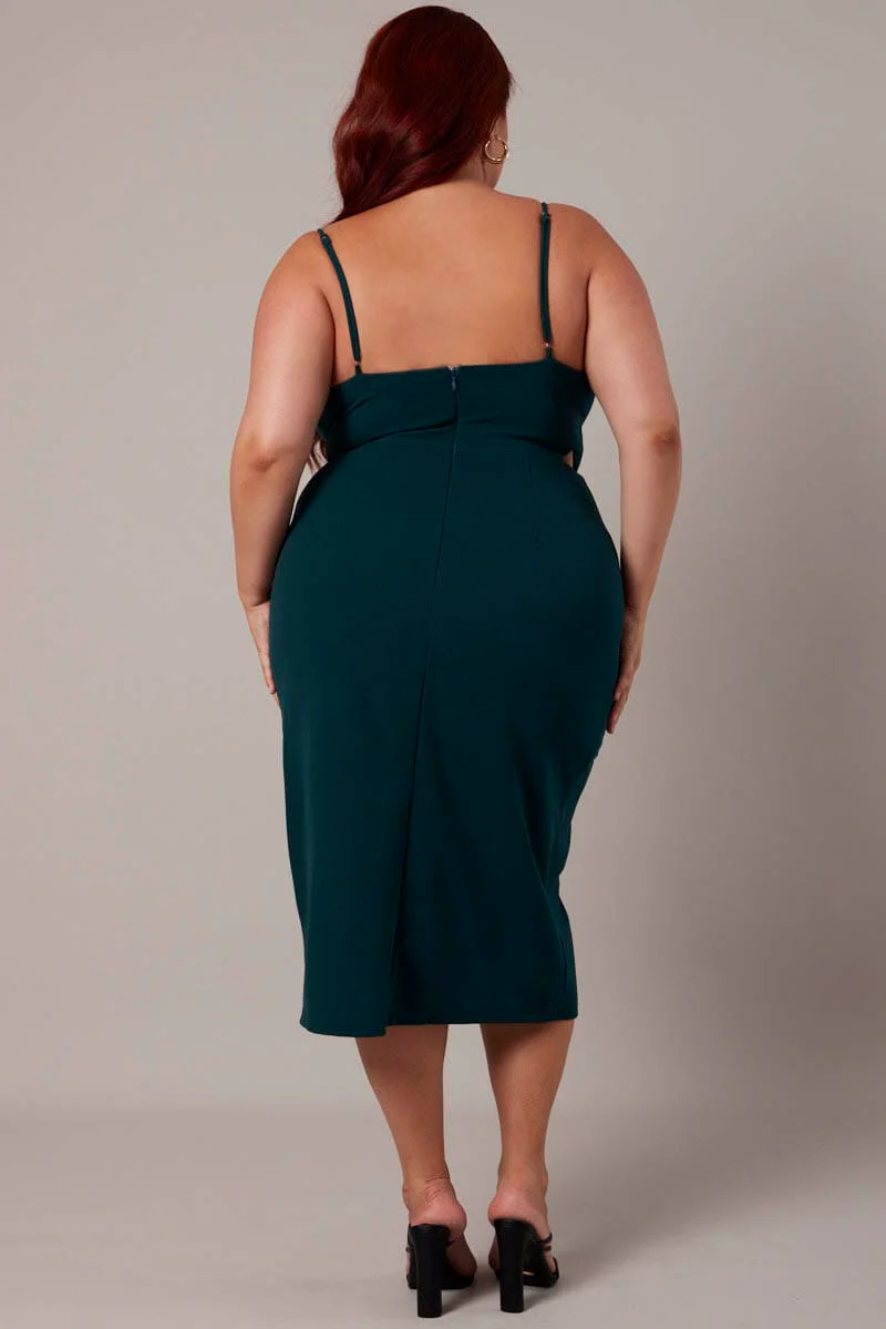 Green Cowl Bodycon Party Dress - Image 5