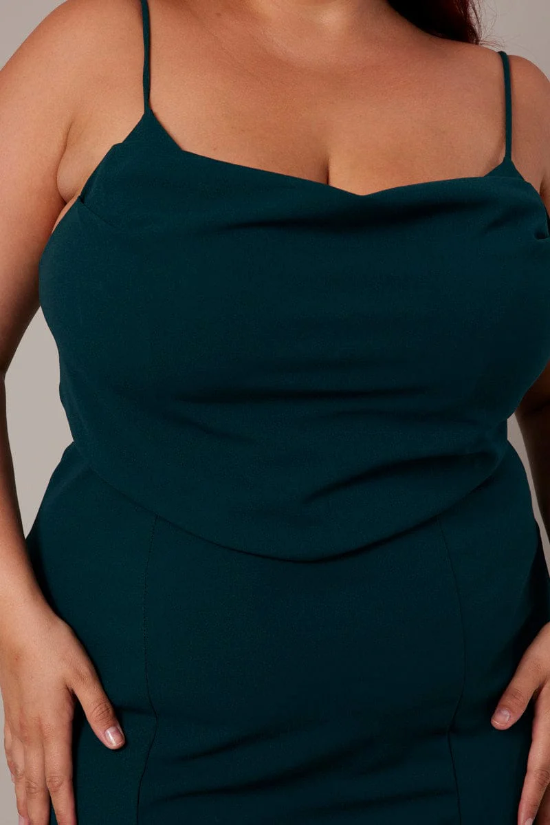 Green Cowl Bodycon Party Dress - Image 6