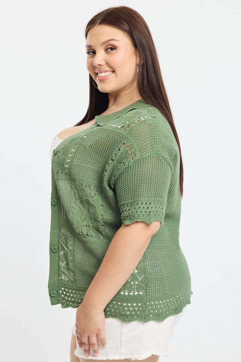 Green Crochet Knit Top - Image 3