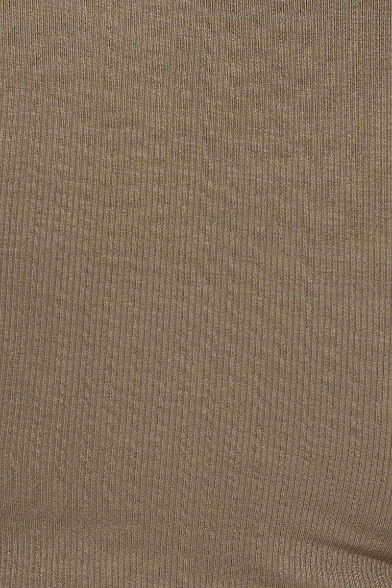 Green Crop T-shirt Crew Neck Rib Cotton Jersey Fitted - Image 6