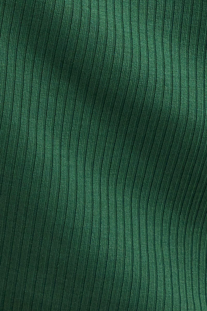 Green Crop Top Short Sleeve Cutout Off Shoulder Rib - Image 6