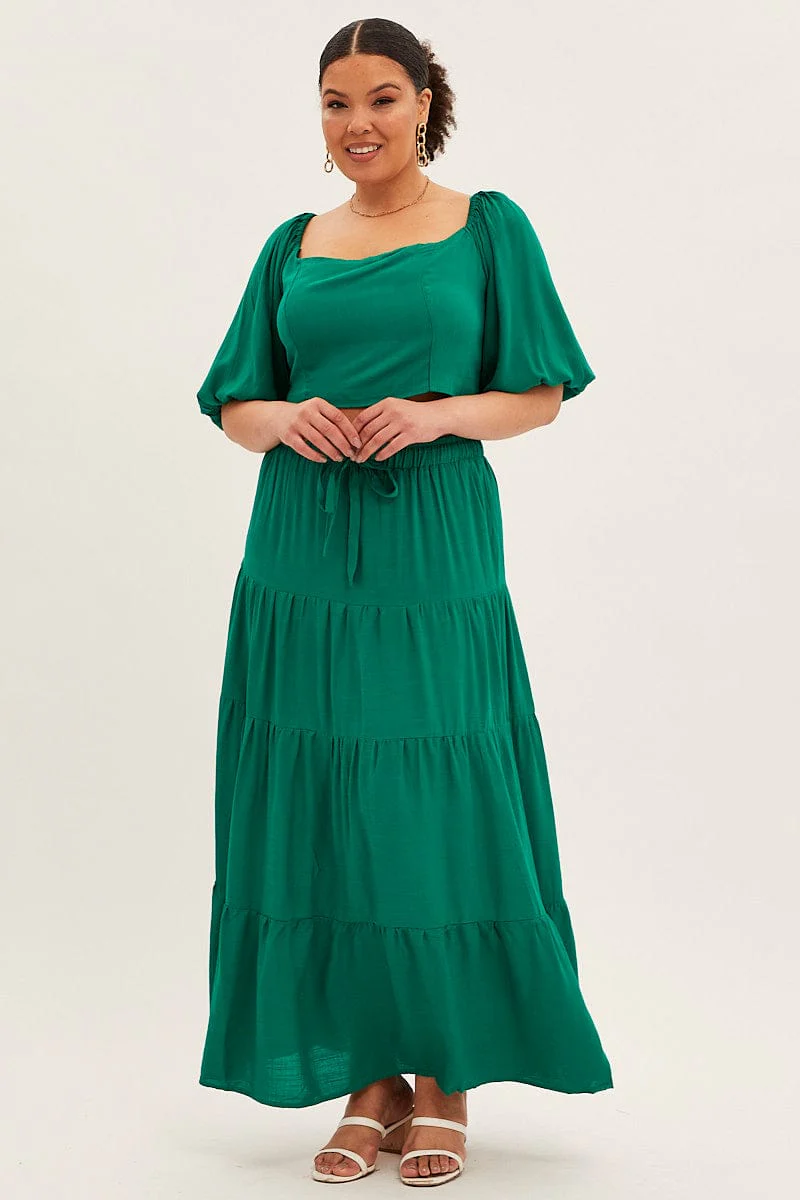 Green Crop Top Short Sleeve Square Neck - Image 3