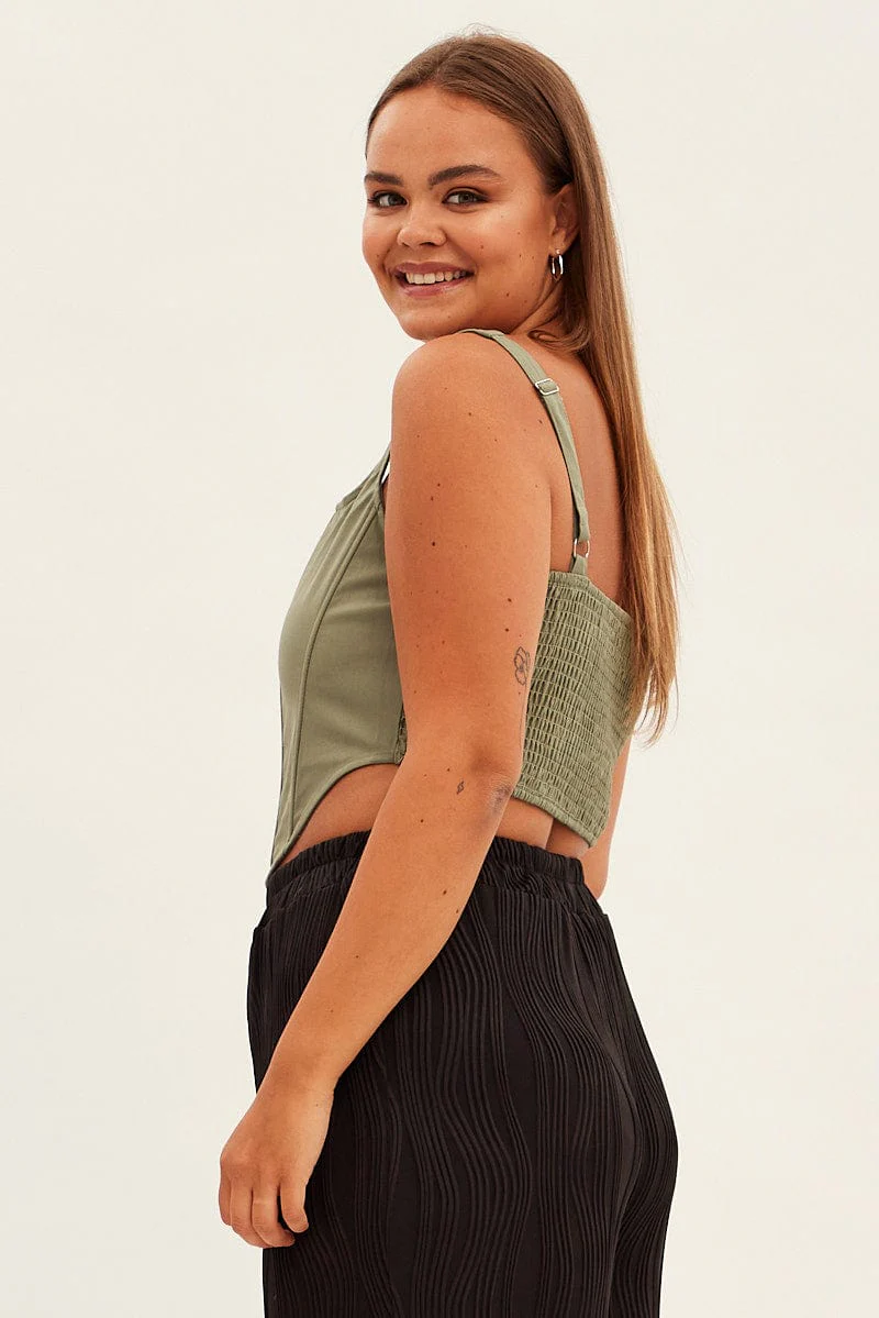 Green Crop Top Sleeveless Corset - Image 4