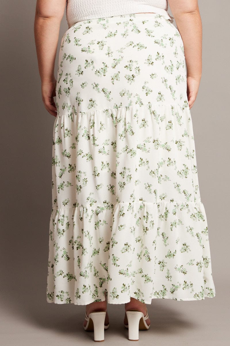 Green Ditsy Elastic Waist Maxi Skirt - Image 5