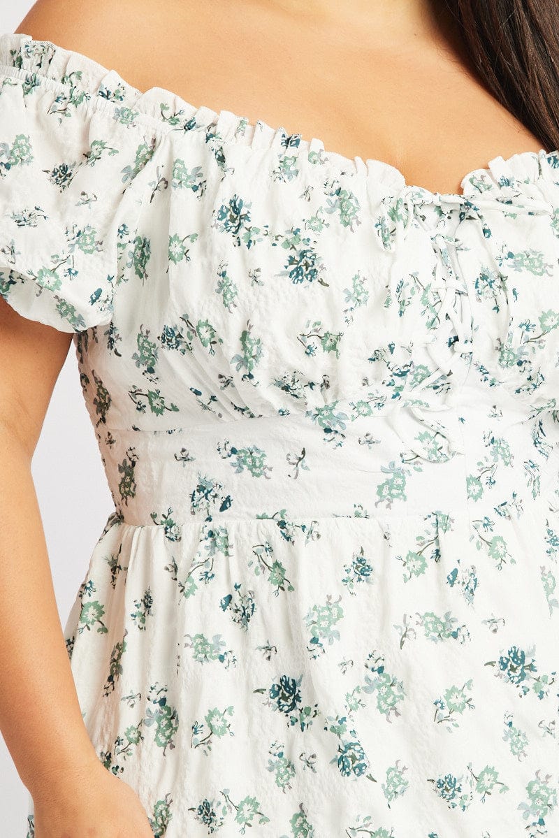 Green Ditsy Lace Up Minidress - Image 6