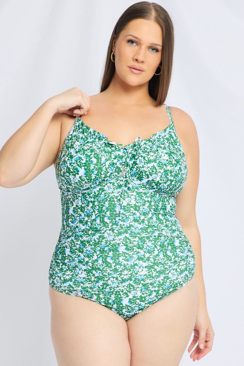 Green Ditsy One Piece Swimsuit - Image 2