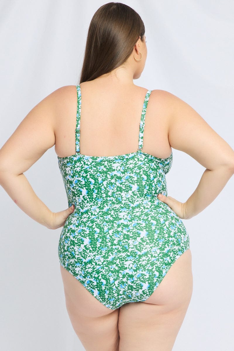 Green Ditsy One Piece Swimsuit - Image 5