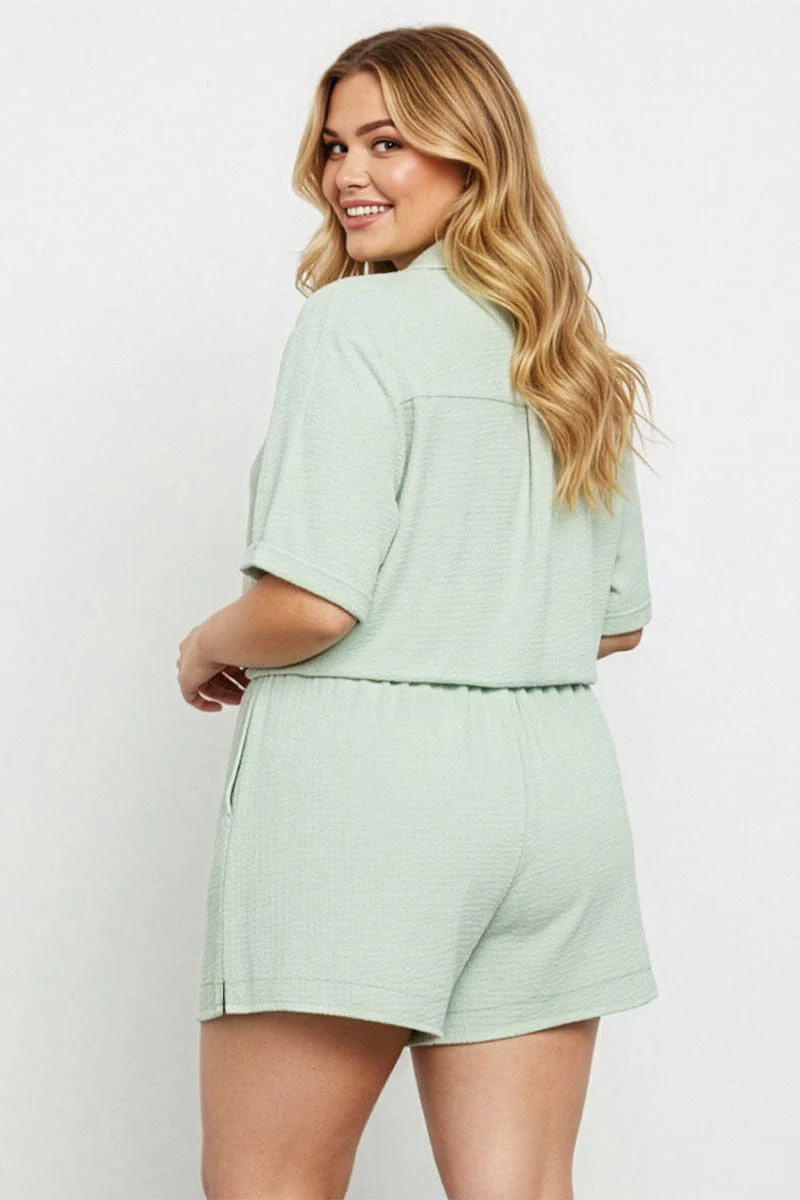 Green Elastic Waist Shorts - Image 3