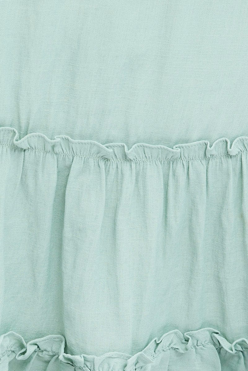 Green Fit And Flare Dress Short Sleeve V-neck - Image 6