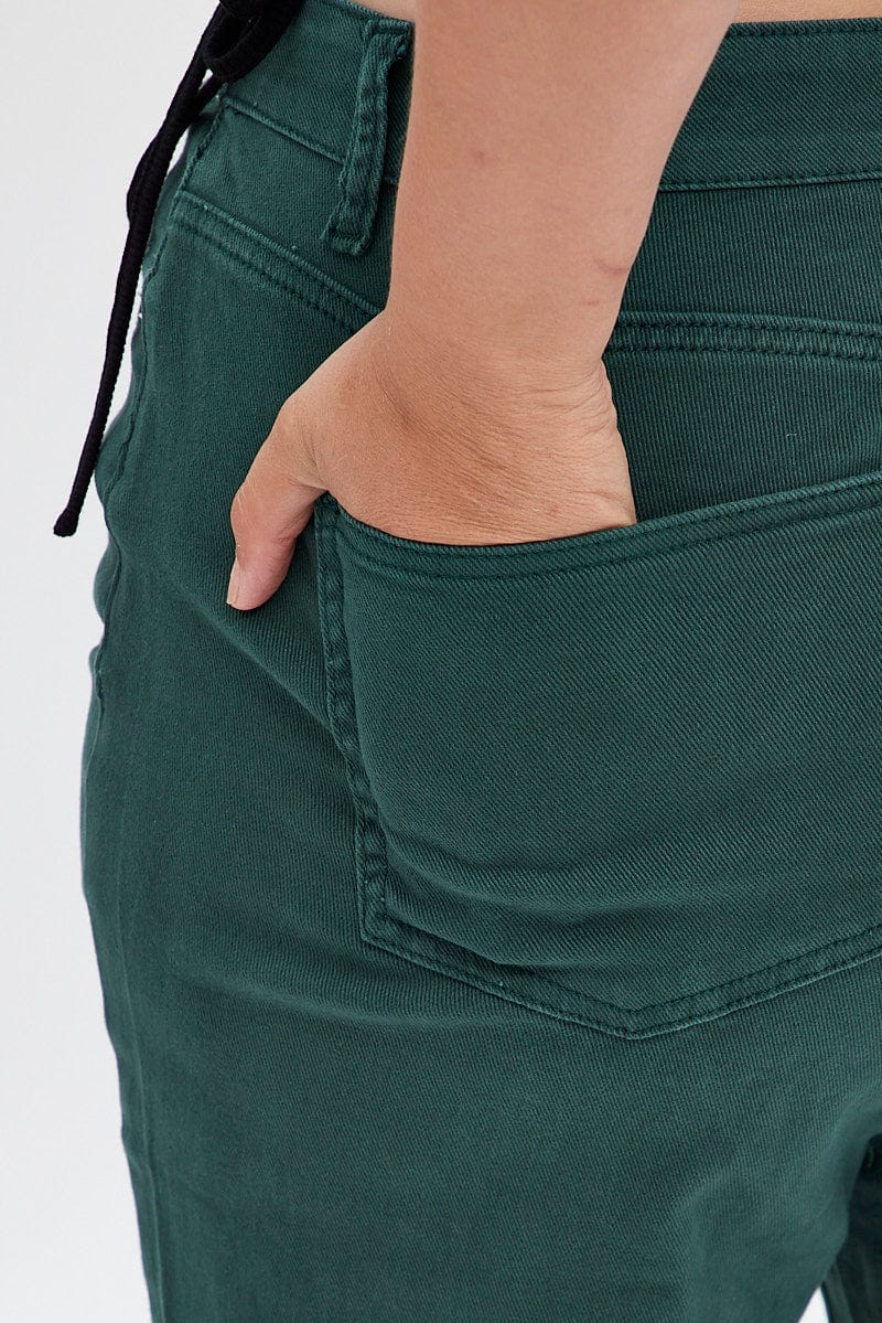 Green Flare Denim Jeans High Rise - Image 6