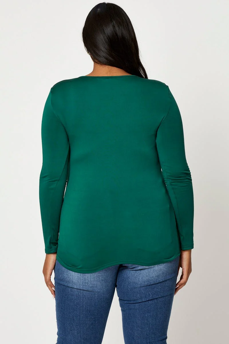 Green Fleece T-shirt Crew Neck Long Sleeve - Image 4
