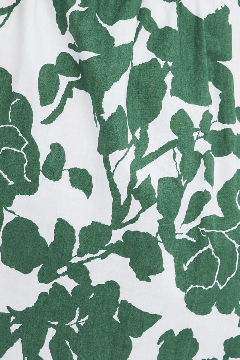 Green Floral Fit And Flare Dress Short Sleeve - Image 6