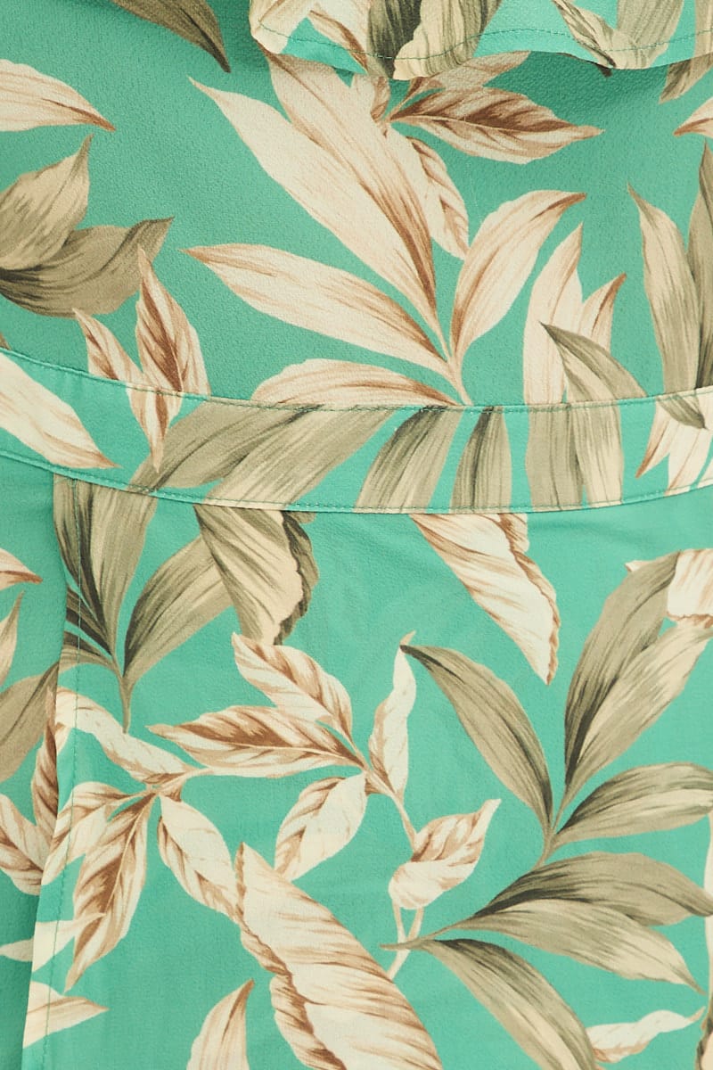 Green Floral Maxi Dress Off Shoulder Crepe - Image 6