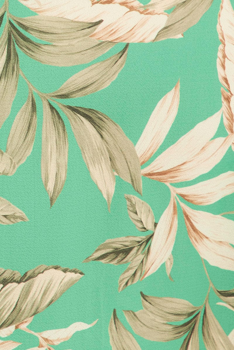 Green Floral Maxi Dress Off Shoulder Crepe - Image 6