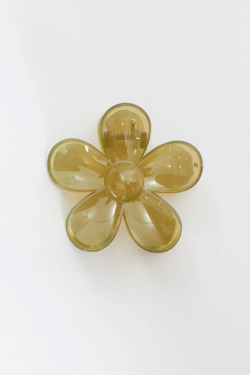 Green Flower Design Hair Claw