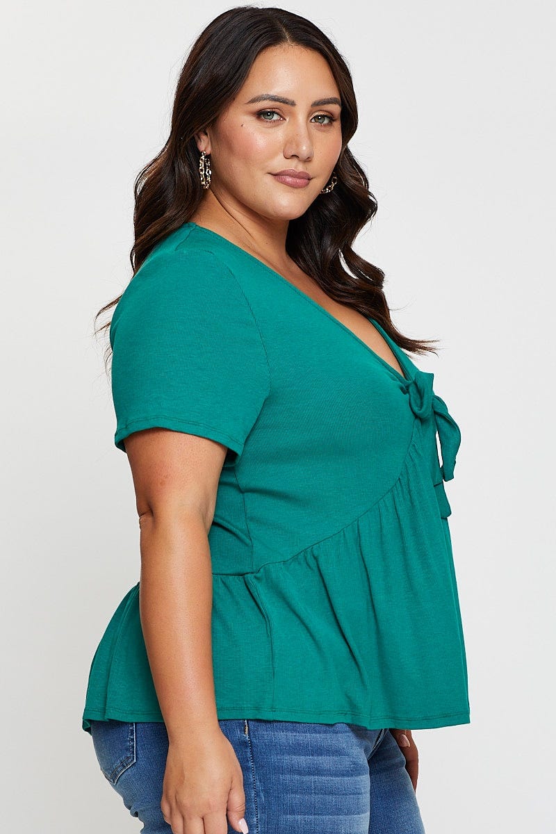Green Front Top V-neck Short Sleeve Jersey Tie - Image 4