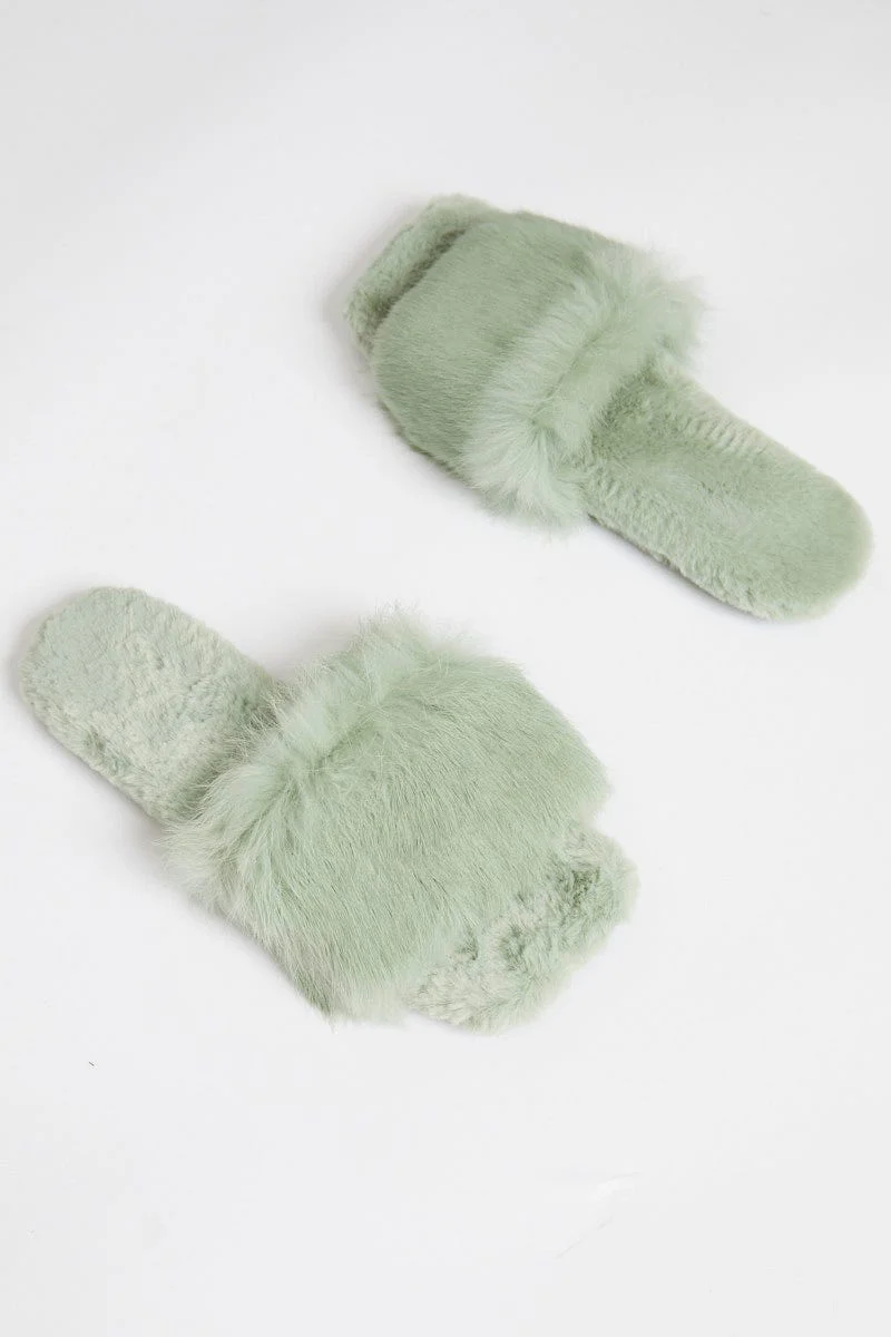 Green Fur Slides - Image 2
