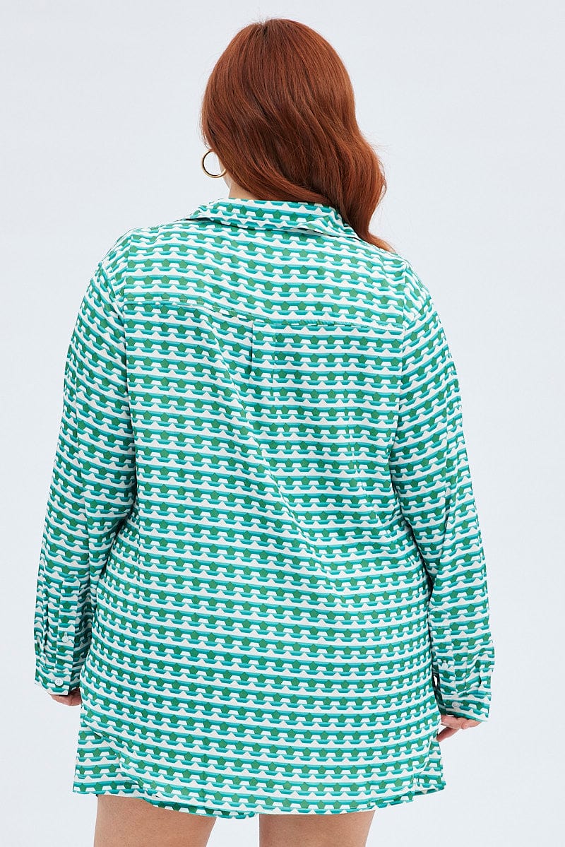 Green Geo Relaxed Shirt Long Sleeve - Image 5